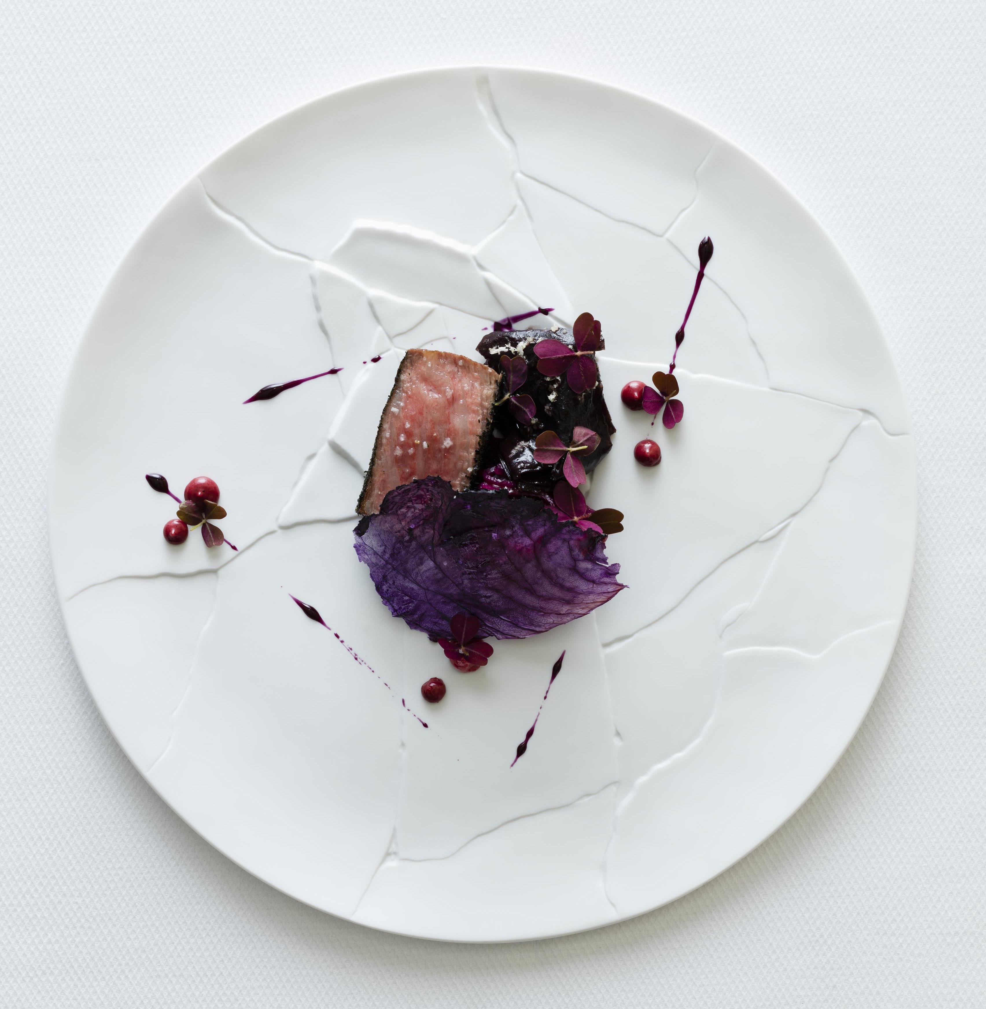 Takashi Miyazaki’s Wagyu Beef With Dulsey Seaweed & Red Cabbage Slaw