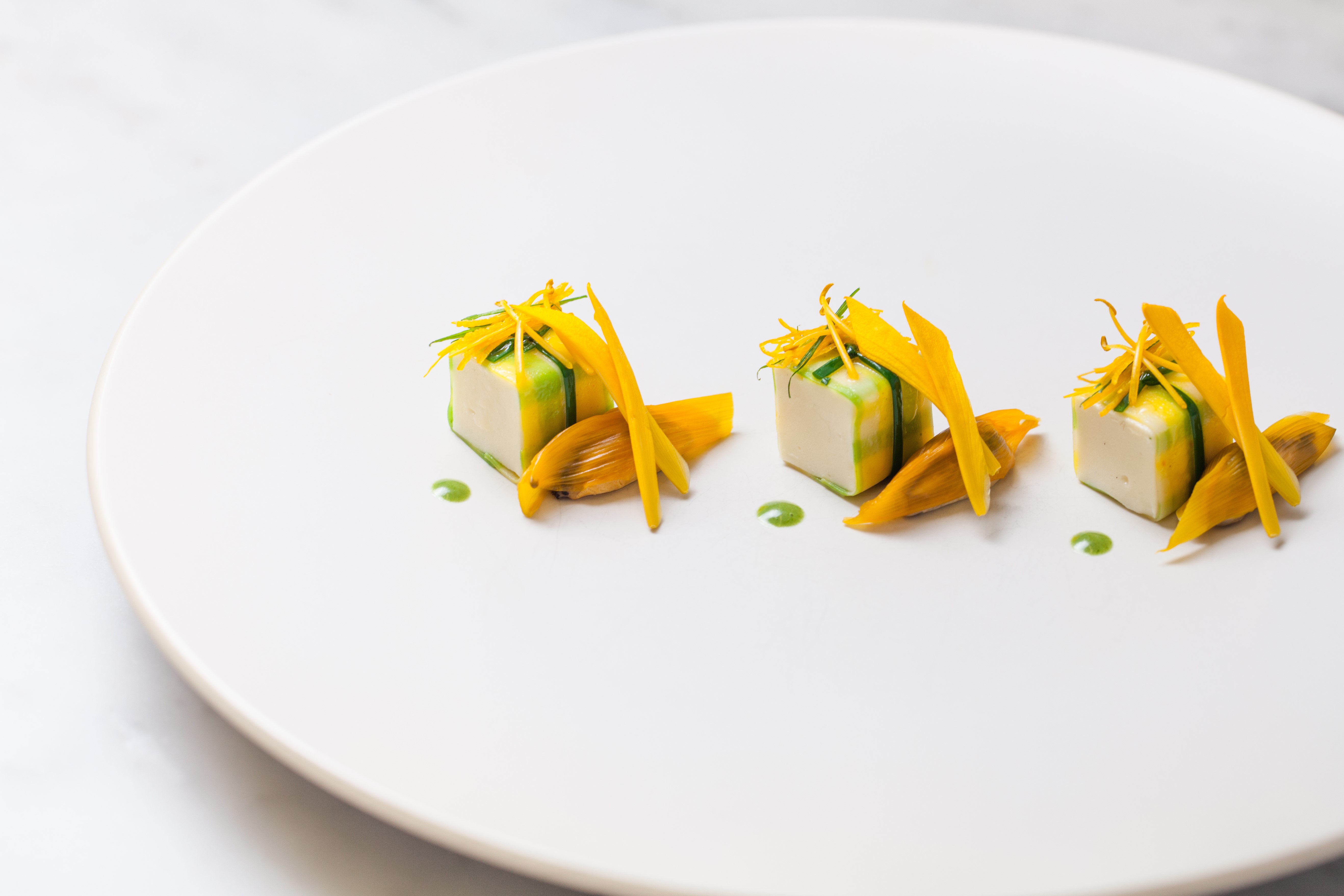 Matthew Kirkley's biscuit, lily, mussel, pasta and orange dish | FOUR Magazine