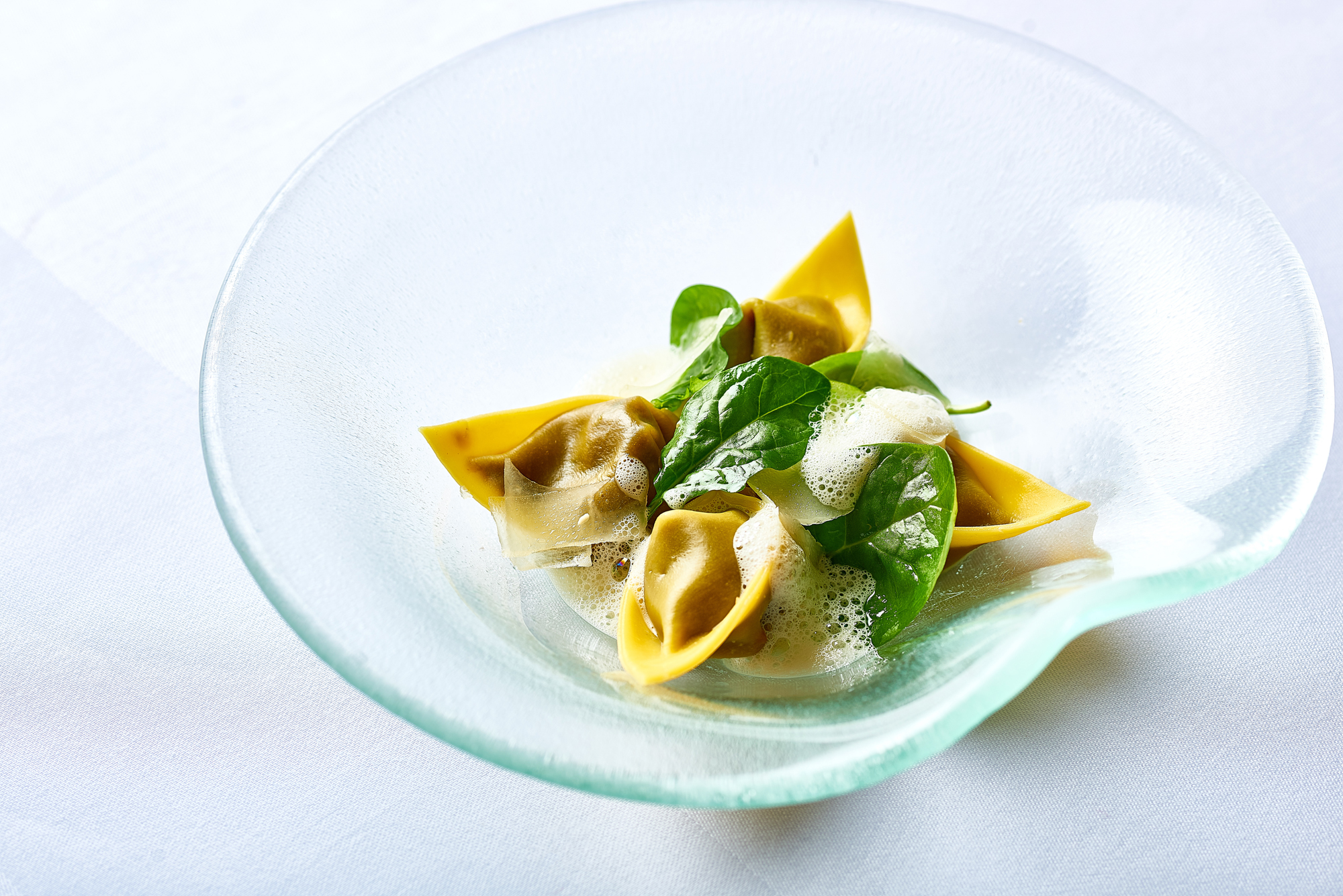 FOUR Magazine Starter Vegetarian Cappalletti, black garlic, pecorino