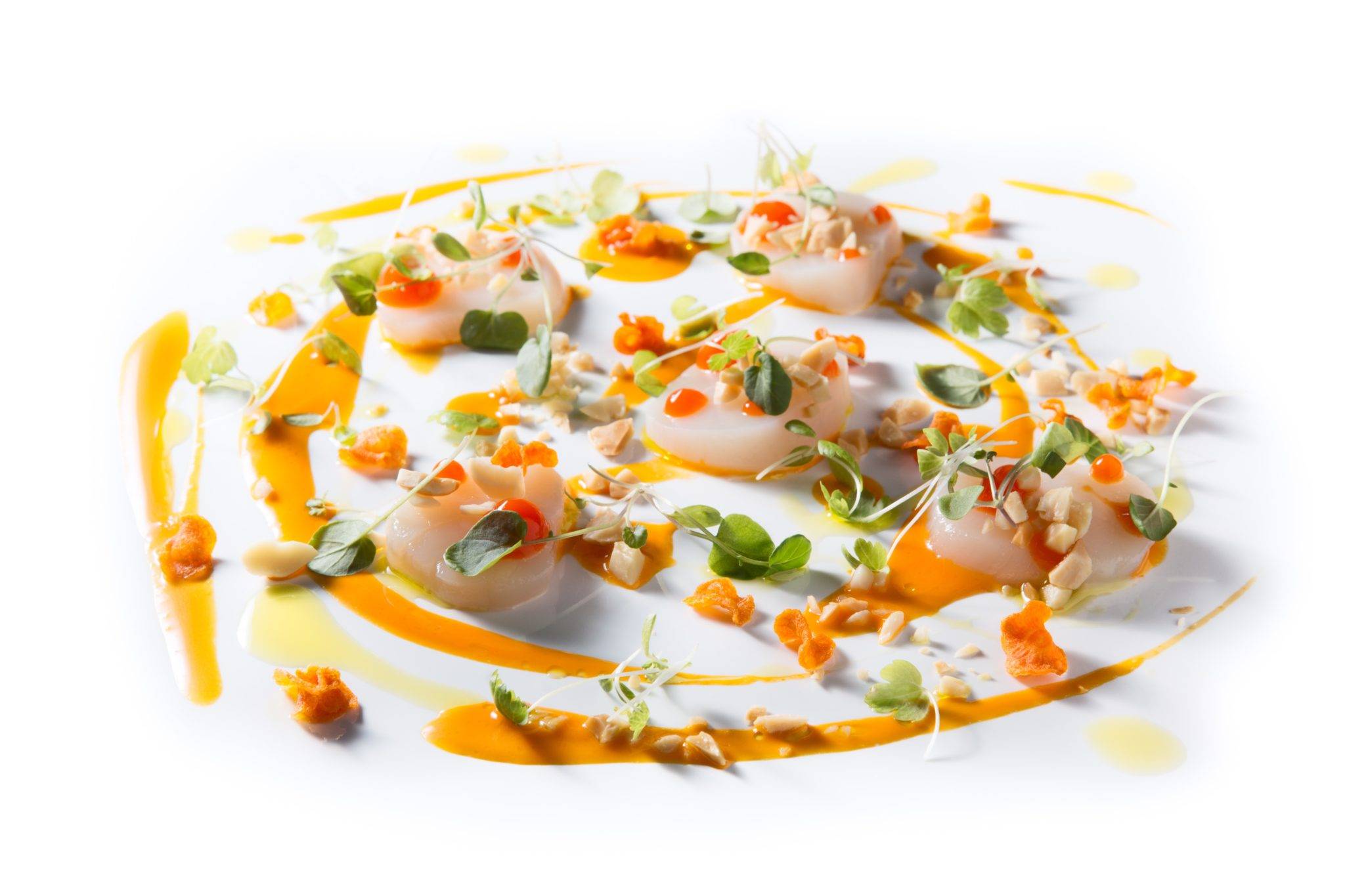 Suzette Gresham’s Scallop Crudo with Carrot Vinaigrette and Marcona